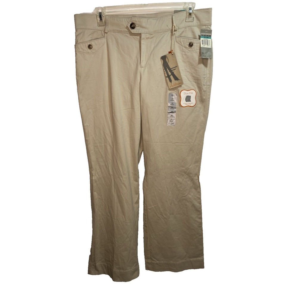 Dockers Addison Sure Fit Khaki Pants Womens 16M Stone Beige Straight Leg NWT